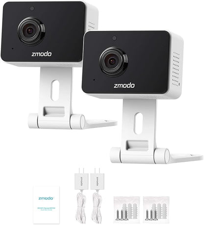 Zmodo 1080p Mini WiFi Pet Camera Two-Way Audio Smart Home Camera with Night Vision, Compatible with Alexa & the Google Assistant (2 Pack)