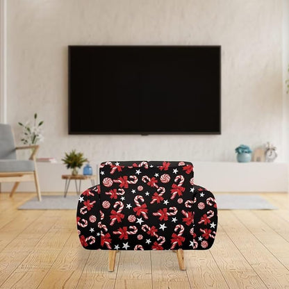FKELYI Christmas Easy Going Stretch Sofa Slipcover Candy Cane Sofa Couch Cover Non-Slip Sofa Slipcovers Washable Furniture Protector S
