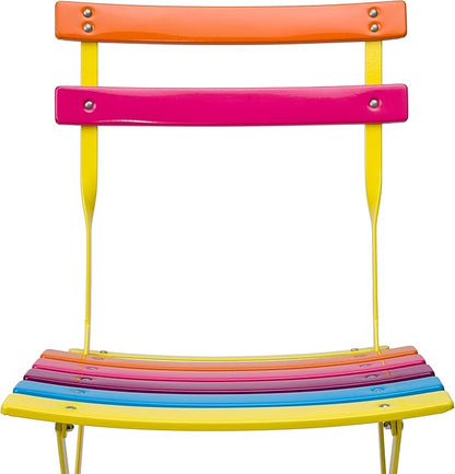 Alpine Corporation MSY114A Rainbow Metal Bistro Set w Two, Table: 24" L x 24" W x 28" H Chair: 16" L 18" W x 32" H