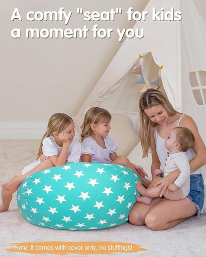 Aubliss Stuffed Animal Bean Bag Storage Chair (Aqua Star, Medium (32''))