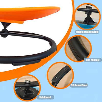 Autism Kids Swivel Chair,Spin Sensory Chair,Kids Spinning Chair,Sit Spin Training Body Coordination,Metal Base Non-Slip Small Desk Chair (Orange)