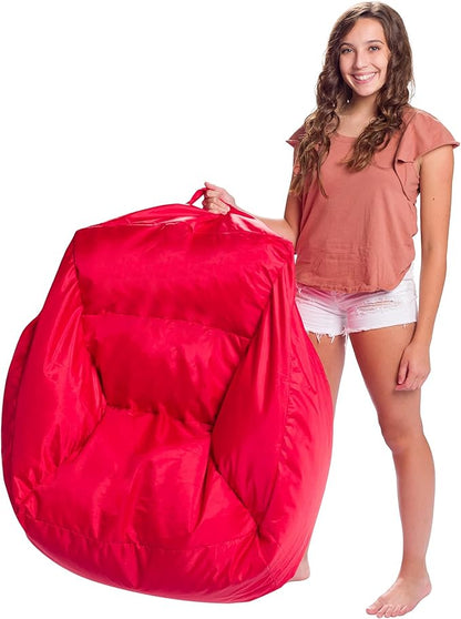Posh Creations Coronado Bean Bag Boys and Girls Large Chair for Kids, for Gaming and Playrooms, Soft Nylon-Red