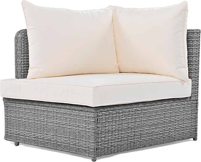 6-Piece Patio Round Sofa Set Rattan Daybed with Coffee Table and Cushions, Outdoor Furniture Conversation Sectional Seating Group for Garden, Poolside, Backyard, Onesize, Beige