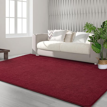 Area Rugs for Bedroom Living Room, 5x8 Rose Red Super Soft Comfy Thickened Memory-Foam Indoor Carpets, Modern Aesthetic Minimalist Carpet for Boys Girls Adults Apartment Nursery Home Décor