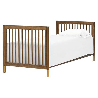 babyletto Gelato 4-in-1 Convertible Mini Crib in Natural Walnut and Brushed Gold Feet, Greenguard Gold Certified