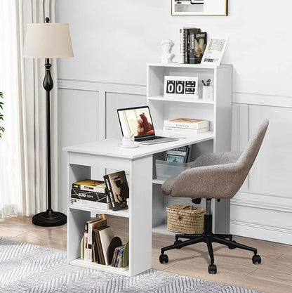Computer Desk with Shelves, White