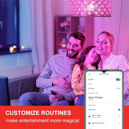 Sengled Alexa Light Bulbs, 75W Equivalent, S1 Auto Pairing with Alexa Devices, Smart Light Bulb that Work with Alexa, Bluetooth Mesh Smart Home Lighting, ‎Multicolor Dimmable, No Hub Required,4-Pack