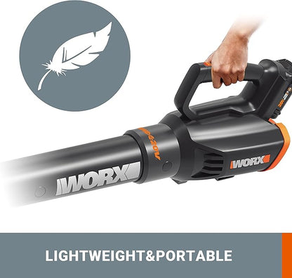 WORX Cordless Leaf Blower 20V WORXAIR Turbine Blower WG547.2 for Lawn Care Yard Work, 2 Variable Speed Control, 1 * 4.0 Ah Battery & Charger Included