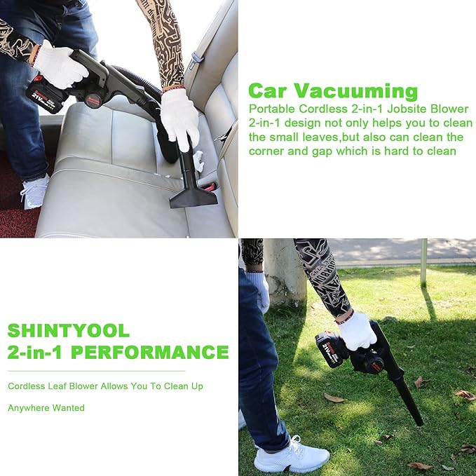 Mini Blower Black,2- in-1 Cordless Small Blower with 21v Lithium Battery,Compact Blower for Inflating,Blowing Leaf,Clearing Dust & Small Trash,Car,Computer Host,Hard to Clean Corner by SHINTYOOL