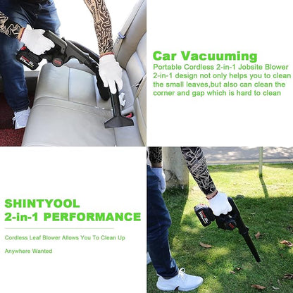 Mini Blower Black,2- in-1 Cordless Small Blower with 21v Lithium Battery,Compact Blower for Inflating,Blowing Leaf,Clearing Dust & Small Trash,Car,Computer Host,Hard to Clean Corner by SHINTYOOL