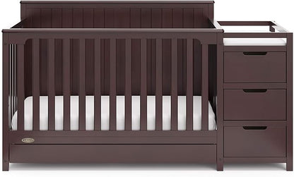 Graco Hadley 5-in-1 Convertible Crib and Changer with Drawer (Espresso) – GREENGUARD Gold Certified, Crib and Changing Table Combo with Drawer, Includes Baby Changing Pad, Converts to Full-Size Bed