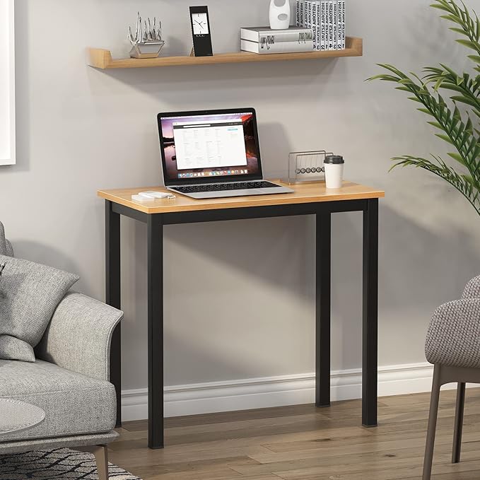 sogesfurniture Computer Office Desk Computer Table with BIFMA Certification Sturdy Office Desk Writing Desk,Teak&Black,BHUS-AC3BB-8040