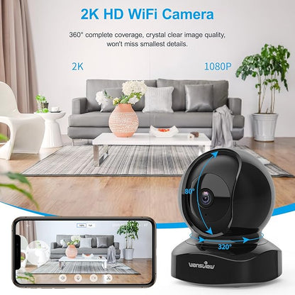 Wansview Security Camera, IP Camera 2K, WiFi Home Indoor Camera for Baby/Pet/Nanny, 2 Way Audio Night Vision, Works with Alexa, with TF Card Slot and Cloud