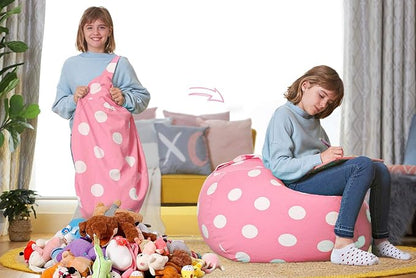 Aubliss Stuffed Animal Bean Bag Storage Chair (Light Pink Dot, X-Large (48''))