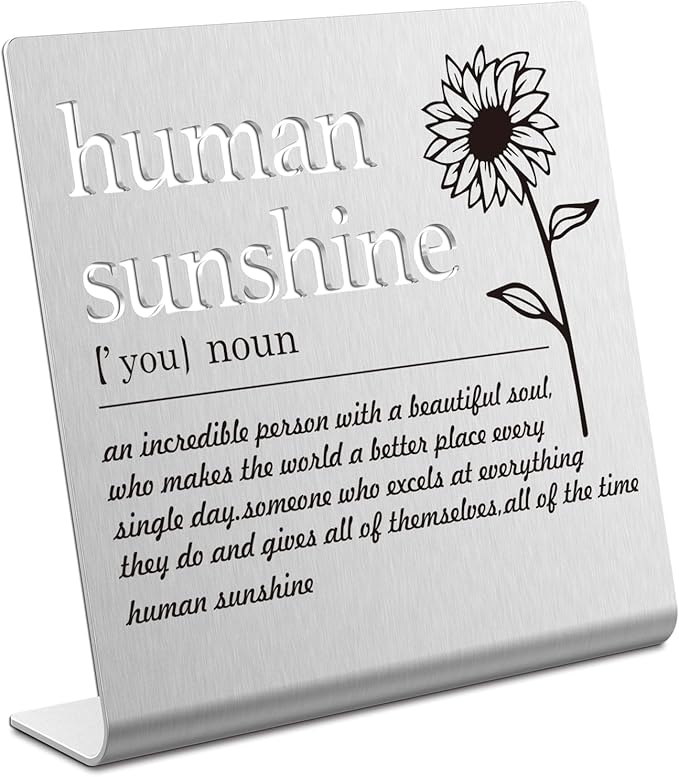 Human Sunshine Definition Desk Signs Funny Appreciation Gifts for Women Thank You Gift for Friends Teacher Coworker Doctor Nurse Gift for Mom Aunt Sister Sunshine Party Decorations (silver) XLK12