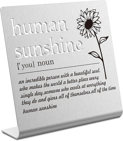 Human Sunshine Definition Desk Signs Funny Appreciation Gifts for Women Thank You Gift for Friends Teacher Coworker Doctor Nurse Gift for Mom Aunt Sister Sunshine Party Decorations (silver) XLK12