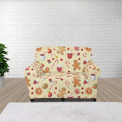 FKELYI Cute Christmas Sofa Couch Cover with Elastic Bottom Stretch Furniture Protector for Indoor Easy Going Stretch Sofa Slipcovers S