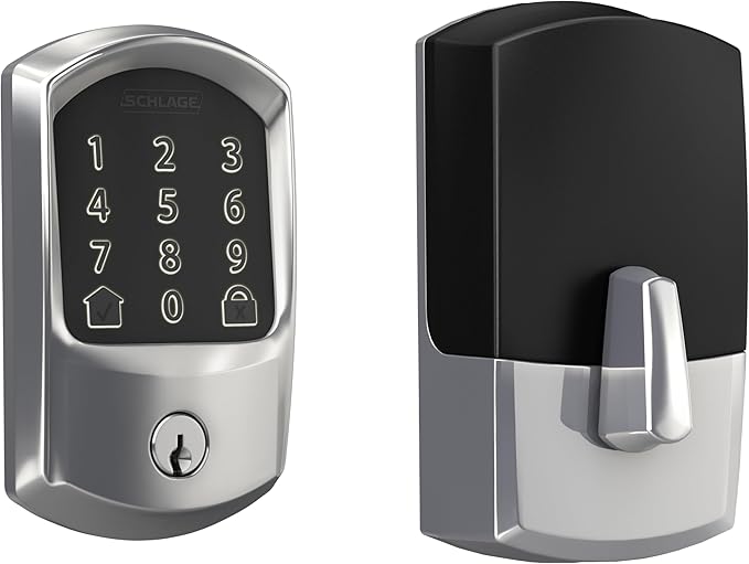 Schlage Encode Smart WiFi Deadbolt Lock for Front Door - Keyless Entry with App or Touchscreen - Works with Alexa, Apple HomeKit, Hey Google, & Airbnb - Create Codes for Guests - Bright Chrome Silver