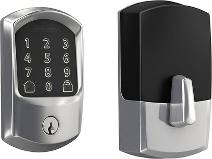 Schlage Encode Smart WiFi Deadbolt Lock for Front Door - Keyless Entry with App or Touchscreen - Works with Alexa, Apple HomeKit, Hey Google, & Airbnb - Create Codes for Guests - Bright Chrome Silver