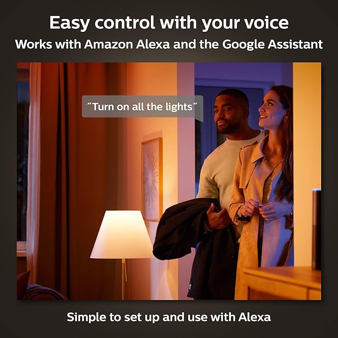 Philips Hue Smart 40W B39 Candle-Shaped LED Bulb - White Ambiance Warm-to-Cool White Light - 4 Pack - 450LM - E12 - Indoor - Control with Hue App - Works with Alexa Google Assistant and Apple Homekit