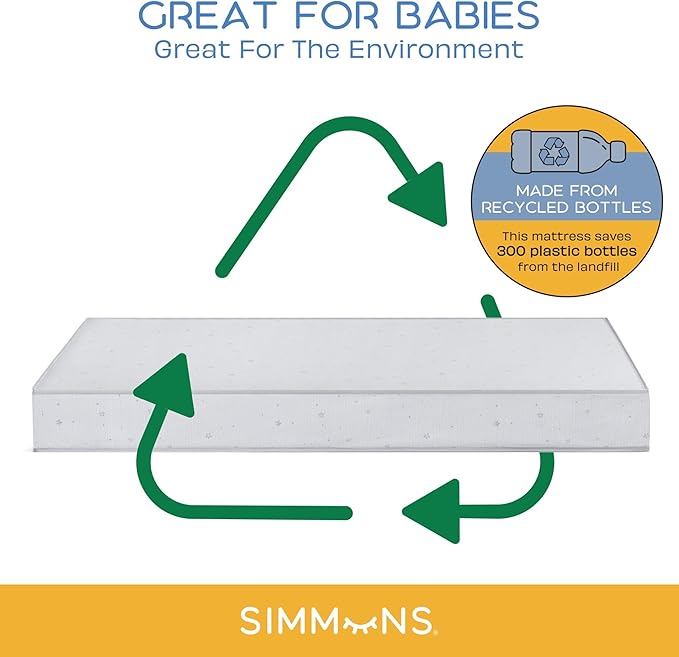 Delta Children Cassie 4-in-1 Convertible Crib with Underdrawer, Lilac + Simmons Kids Silver Nights Dual Sided 2-Stage Baby Crib Mattress (Bundle)