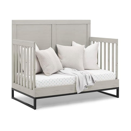 Simmons Kids Foundry 6-in-1 Convertible Baby Crib, Rustic Mist with Matte Black