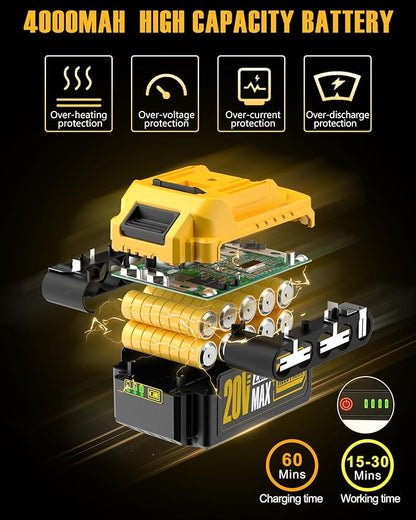 Alloyman Leaf Blower, 20V Cordless Leaf Blower, with 4.0Ah Battery & Charger, 2-in-1 Electric Leaf Blower & Vacuum for Yard Cleaning/Snow Blowing.
