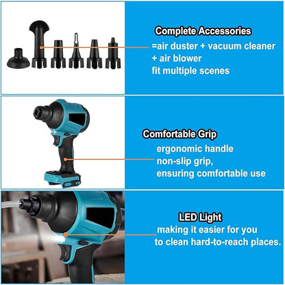 Cordless Dust Blower for Makita 18V Battery, 50000RPM Brushless Motor High Volume Compressed Air Duster for Computer Keyboard, Garage, Sawmill Room, Camping BBQ, Wood Workshop Cleaning(Tool Only)