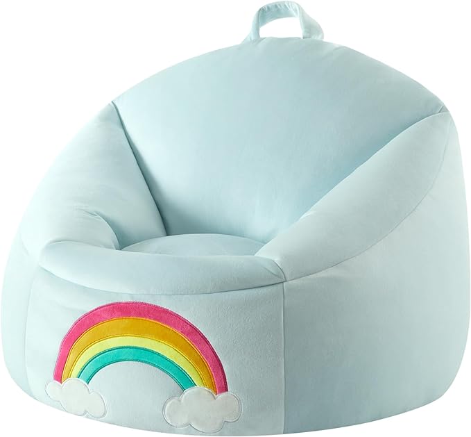 Heritage Kids Micromink Squishy Bean Bag Chair for Kids Ages 3+, Rainbow