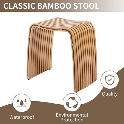Bamboo Dining Stool Dining Chair Dressing Stool Shoe Stool Bathroom Stool Dining Room Bathroom Living Room Study Bedroom Durable and Beautifully Designed
