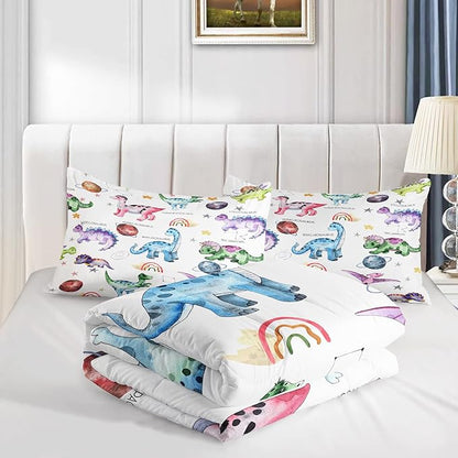 CVHOUSE Dinosaur Bedding Set,Dinosaur Comforter,Dinosaur Comforter Set Queen,Microfiber Quilt Set with 1 Comforter and 2 Pillow Cases- 3 Piece