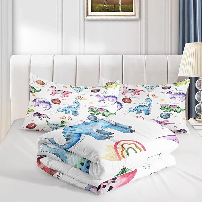CVHOUSE Dinosaur Bedding Set,Dinosaur Comforter,Dinosaur Comforter Set Twin,Microfiber Quilt Set with 1 Comforter and 2 Pillow Cases- 3 Piece