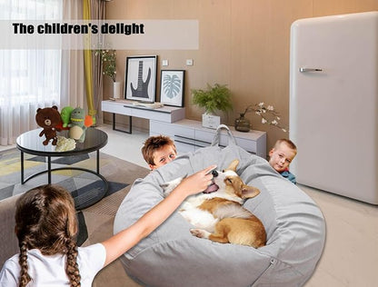 Kisoy Bean Bag Chair Cover (No Filler) Stuffed Animal Storage Bean Bag Cover Pets Dogs/Cats Lazy Beds. Washable Ultra Soft Corduroy Stuffed for Organizing Plush Toys or Textile, Sack Bean Bag
