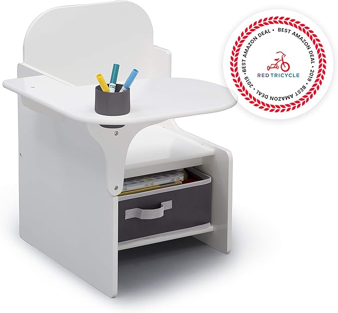 Delta Children MySize Chair Desk With Storage Bin, Bianca White