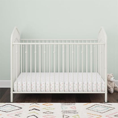 Novogratz Bushwick Metal Crib with Adjustable Mattress Height, Off White