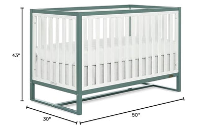 Arlo 5-in-1 Convertible Crib in Jungle Green, JPMA Certified, 3 Mattress Height Settings, Non-Toxic Finish, Made of Sustainable and Sturdy Pinewood