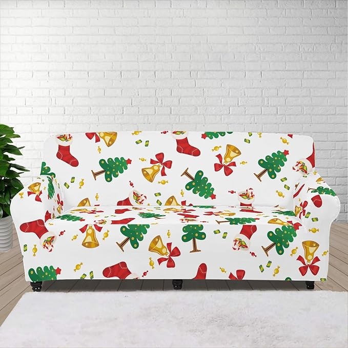 FKELYI Christmas Tree Easy Going Stretch Sofa Slipcover Washable Sofa Couch Cover Comfortable Furniture Protector with Elastic Bottom XL
