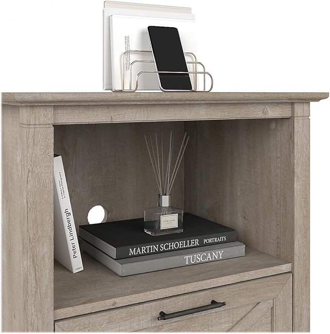 Bush Furniture Key West 1-Drawer Lateral File Cabinet, Letter/Legal, Washed Gray, 24-inch (KWF124WG-03)