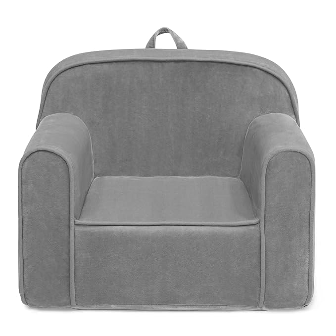 Delta Children Cozee Chair for Kids for Ages 18 Months and Up, Grey Mink Velvet