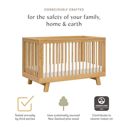babyletto Hudson 3-in-1 Convertible Crib with Toddler Bed Conversion Kit in Honey, Greenguard Gold Certified