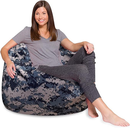 Posh Creations Bean Bag Chair for Kids, Teens, and Adults Includes Removable and Machine Washable Cover, Soft Nylon - Camo Digital, 48in - X-Large