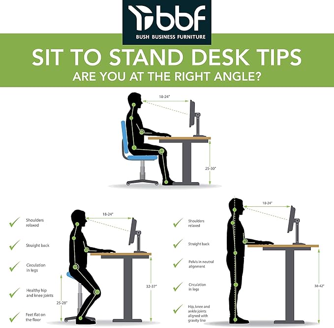 Bush Business Furniture Move 60 Electric Ergonomic Sit-Stand Computer Table for Home and Professional Office, 48W x 24D, White