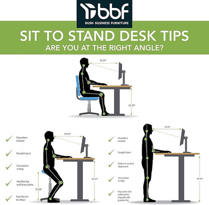 Bush Business Furniture Move 60 Electric Ergonomic Sit-Stand Computer Table for Home and Professional Office, 48W x 24D, White