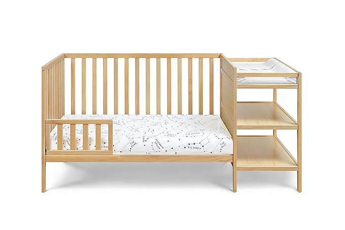 Suite Bebe Palmer Island 3-in-1 Convertible Crib and Changer Combo in Natural
