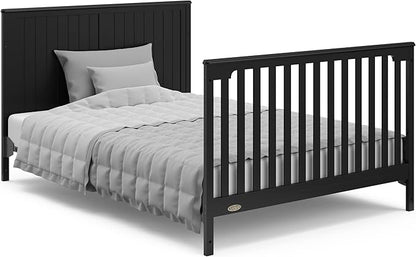 Graco Hadley 5-in-1 Convertible Crib with Drawer (Black) – Combo, Includes Full-Size Nursery Storage, Converts from Baby Crib to Toddler Bed, Daybed