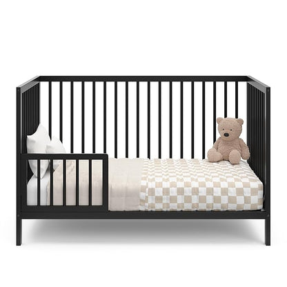 Graco Teddi 5-in-1 Convertible Crib (Black) – GREENGUARD Gold Certified, Converts to Daybed, Toddler & Twin Bed with Headboard and Footboard, Adjustable Mattress Height