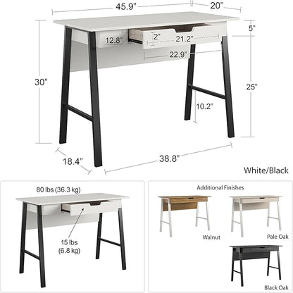 Ameriwood Home Oxford Computer Desk with Drawer, Black Oak