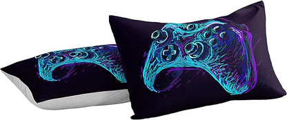 Gaming Comforter for Boys Teen,Game Contoller Bedding Set for Boys Kids,Down Alternative Comforter for All Season,Gamer Home Decor for Boys Comforter Set (Comforter-Game35, Queen)