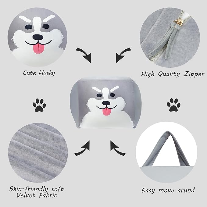Anzitinlan Bean Bag Chair for Toddler Bedroom, Stuffed Animal Storage, Kids Toy Storage Organizer, Extra Large Size, Velvet Super Soft Cover Only