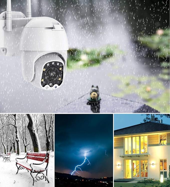 Outdoor PTZ WiFi IP Security Camera 1080P Home Surveillance Camera Pan/Tilt Two-Way Audio Motion Detection Color Night Vision Auto Tracking CamHiPro APP AT-200DW